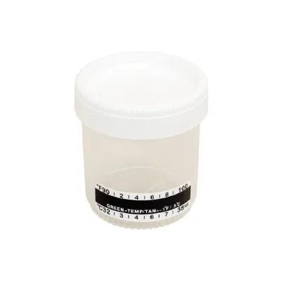 Picture of Urine Container with Temperature Strip - 100 mL - Clear/Yellow - 43024-TS